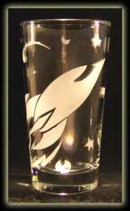 Retro Rocket Saturn Sci-fi Highball Juice Glass - Picture 1 of 1
