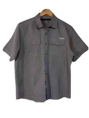 Sean John Linen Shirt Cotton Men's L Khaki Gray Mechanic Short Sleeve Button Up  - Image 1 of 4