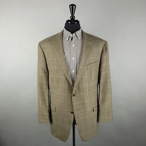 Hart Schaffner Marx Sport Coat Mens 48R Tan Houndstooth Jacket Business Casual - Picture 1 of 19