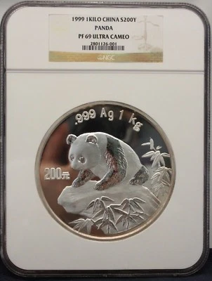 1999 200 Yuan 1 Kg Kilo Silver Proof China Panda NGC PF69 ULTRA CAMEO - Image 1 of 2