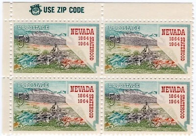 Scott #1248 Virginia City Nevada 5¢ Zip Block of 4 Stamps - MNH - Image 1 of 2