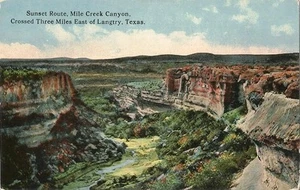Postcard Texas Sunset Route Mile Creek Canyon Langtry Val Verde County c1907-15 - Picture 1 of 1