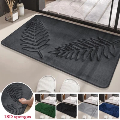 Bad-Duschmatte Saugfähig Rutschfest Memory-Schaum Diy Weiche Blättermust *? - Bild 1 von 4