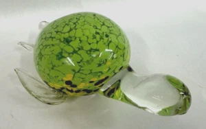 Vintage Fifth Ave Crystal Green Sea Turtle Figurine Paperweight 8" hand blown !! - Picture 1 of 4