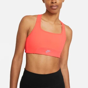 Nike Air Dri-Fit Swoosh M-Support 1-Piece Pad Keyhole Sports Bra-Bright Mango - Picture 1 of 6