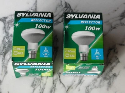Qty 2 Sylvania Reflector 100W Light Bulb 80mm B22 Bayonet Pearl filament bulbs - Image 1 of 4