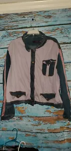 Miss Vigoss Denim And Jersey Jacket Red White Striped Sleeves Plus Size 3X (5U) - Picture 1 of 4
