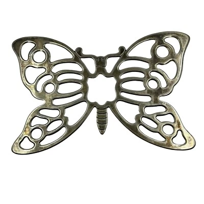 Vtg Leonard Silver Plated Butterfly Trivet Hot Plate 1970s Wall Decor Cottage - Image 1 of 4