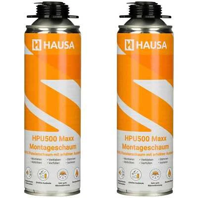 HAUSA Espuma de construcción espuma de montaje espuma de pistola HPU500 Maxx 2x 500 ml a 48L gris