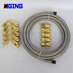Adaptador de montaje de extremo de manguera de línea de combustible de aceite trenzado de acero inoxidable 6an an6 5M - Imagen 1 de 8