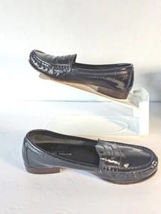 Antonio Melani Navy Blue Patent Leather Penny Loafer Flats Women Size 8 N Brazil - Picture 1 of 9