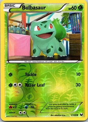 Pokémon TCG Bulbasaur Dark Explorers 1/108 Reverse Holo - Image 1 of 2