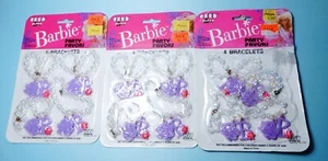 3 Stck. 1990 Vintage Schilf Papier Barbie Party Gefälligkeiten lila Rose Armbänder neu neu in Verpackung - Bild 1 von 3