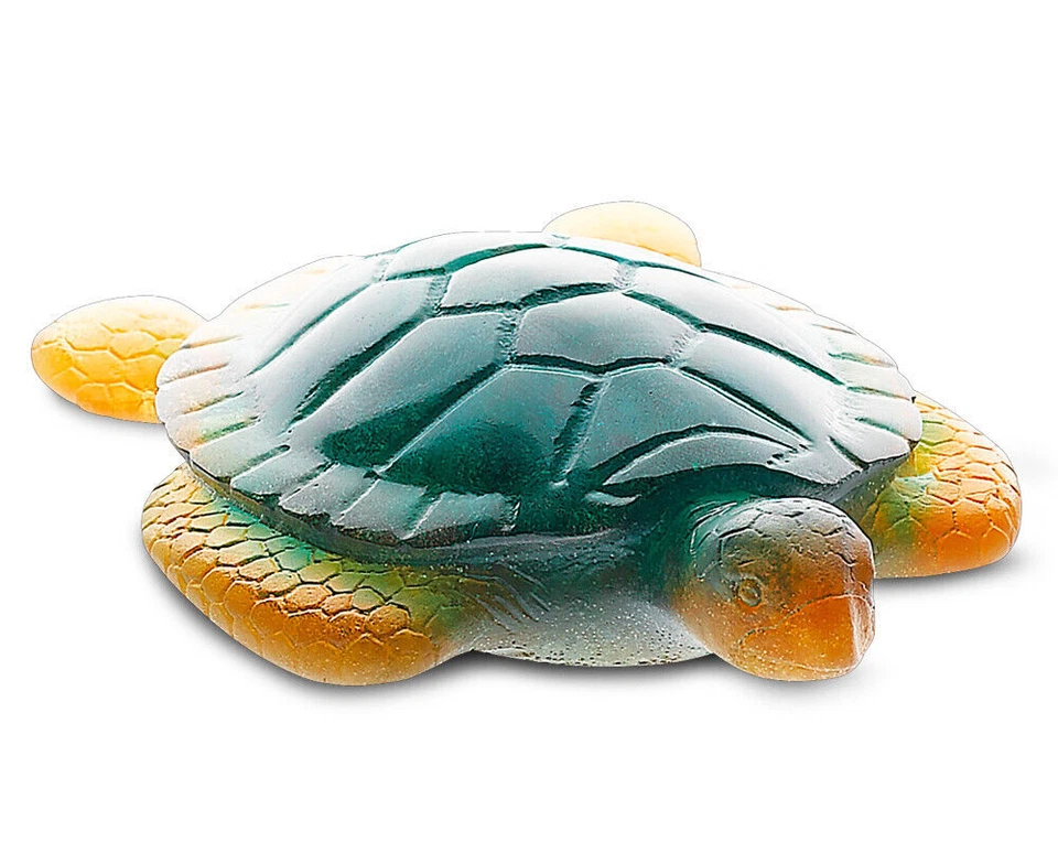 NEW DAUM CRYSTAL SEA TURTLE GREEN & AMBER FIGURINE #02691/C BRAND NIB SAVE$ F/SH - Image 1 of 1