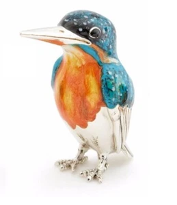 Martín pescador grande Saturno de plata de ley y esmalte - totalmente sellado - Imagen 1 de 4