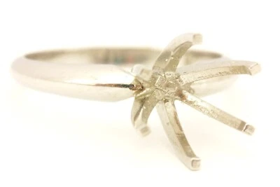 platinum 8.5mm round six prong solitaire engagement ring setting size 8.5 5.1g - Image 1 of 4