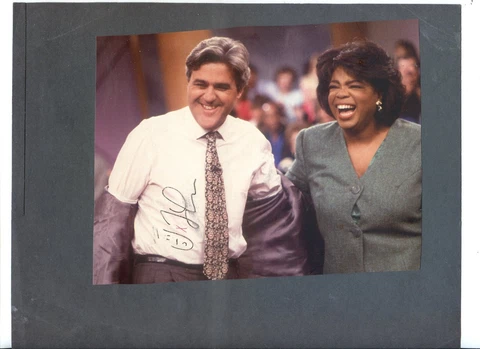 rare  JAY LENO  hand signed   VISITING OPRAH WINFREY SHOW photo GREAT PRICE Cover