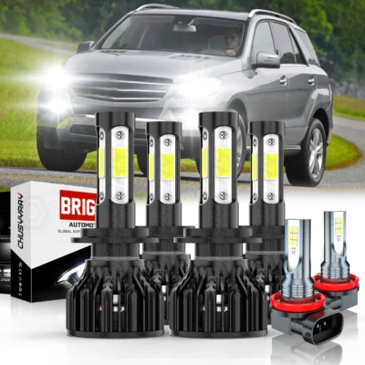 For Mercedes-Benz ML350 2003-2015 6x H7 H7 H11 LED Headlight Fog Light Bulbs Kit - Image 1 of 4