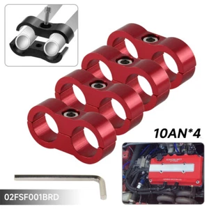 4pcs AN10 19MM Braided Hose Separator Clamp Fitting 10-AN Adapter Bracket Red - Picture 1 of 7