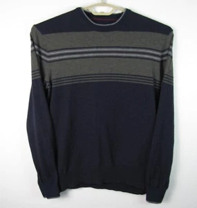 Victorinox Size Medium Navy Blue&Grey Stripe Wool Blend Knit Crew Neck Pullover - Picture 1 of 3