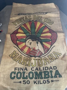 Vintage Puntas Del Oro Kolumbien Marihuana 50 Kilo Jutesack - Bild 1 von 8