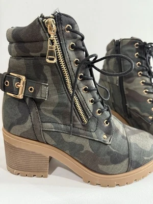 Botas de combate CATHERINE para mujer camufladas multicolores de tacón alto - talla 8,5 Foto 1 de 4