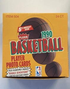 1990 Fleer Basketball Unopened Cello Jumbo Box w/ Rookie Sensations - Picture 1 of 2
