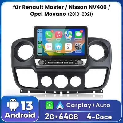64G Android 13 Autoradio Für Opel Movano B Renault Master 3 mit GPS Navi SWC 10" - Bild 1 von 4