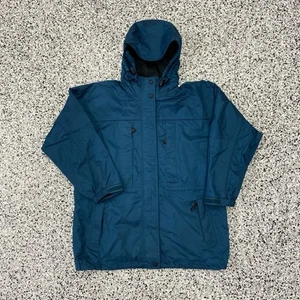 Vintage Eddie Bauer Gore Tex Jacket Womens Medium Teal Hood Adjustable Zip Rain - Picture 1 of 5