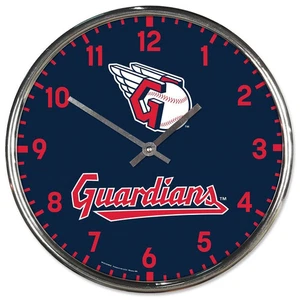 Cleveland Guardians Clock Round Wall Style Chrome - Picture 1 of 1