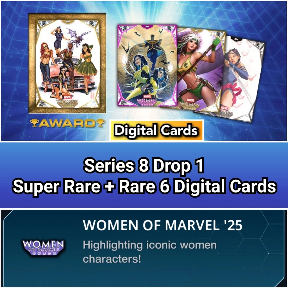 Topps Marvel Collect Marvel 25 系列 8 周 1 超级罕见 + 罕见 6 张卡 — 第 1/1 张图片