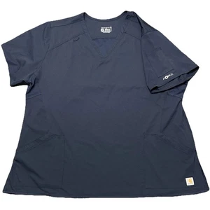 Carhartt Force Scrub Top Womens 3XL Blue Modern Fit 5-Pocket Vented V-Neck Work - Picture 1 of 14