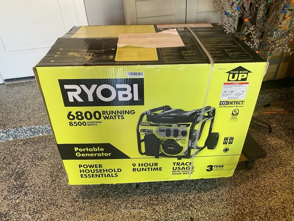 Generador portátil Ryobi 6800 vatios de funcionamiento 9 horas de ejecución detección de CO Foto 1 de 1