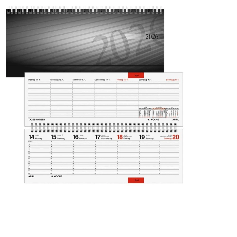 RIDOIDÉ 1 Tischquerkalender 2026 anthr. Wochenkalender 2S/Wo 7-20 Uhr (rido idé)