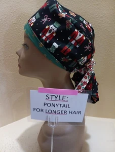 Nutcracker Christmas/Winter Women's Ponytail Surgical Scrub Hat/Cap Handmade - Picture 1 of 9