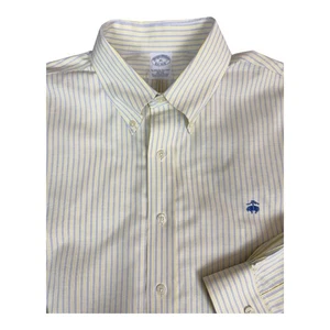 Brooks Brothers Oxford Shirt Slim Fit Non-Iron Striped Supima Cotton XL Logo - Picture 1 of 10
