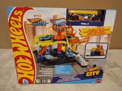 Hot Wheels City Toy Car Track Set, Downtown Express Car Wash Playset with 1:64  - Image 1 of 4