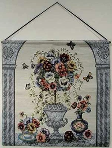 Tapestry-Watercolor Pansy w/Wooden Dowel, 27x27 - Picture 1 of 4
