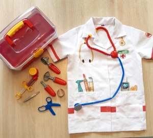 Arztkoffer + Arztkittel 11 teilig Doktorkoffer Arzt Kinderkittel Dr. Klein - Bild 1 von 3