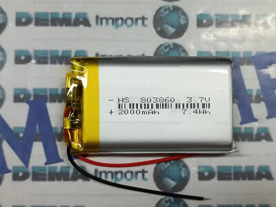 Batterie LiPo 3.7v 2000mha per dispositivi elettronici GPS,BLUETOOTH,SMARTWACHT  - Immagine 1 di 3