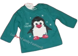 NEW M&Co baby boy cute fun winter penguin top t shirt age 0-3 Months 100% cotton - Picture 1 of 6