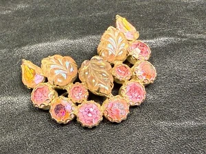 Broche Pin Clip de Piel Original Vintage Blanco Multicolor Casi Nuevo - Imagen 1 de 5