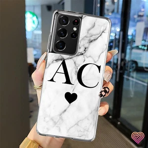 Personalised Marble Phone Case Cover Gel For Apple iPhone Samsung Models 019-1 - Picture 1 of 8