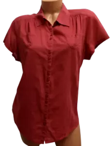 Sonoma red button down multi pockets women's short sleeve top L - Picture 1 of 3