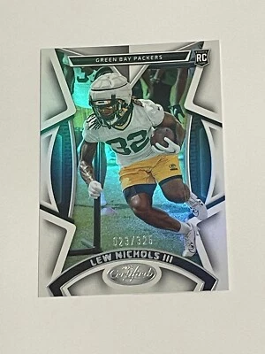 2023 Certified Lew Nichols III /325 RC! #134 Green Bay Packers Mirror Silver - Image 1 of 3