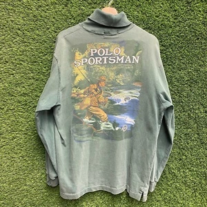 Polo Country de colección deportivo cuello de tortuga para hombre grande verde manga larga - Imagen 1 de 4