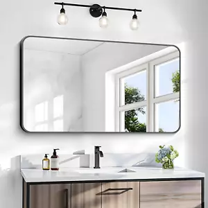 30X48 Inch Bathroom Mirror,Black Rectangle Mirror,Wall Mounted Bathroom Frame Va - Picture 1 of 9
