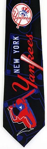 New York Yankees Men's Necktie MLB Officially Licensed Baseball Black Neck Tie - Picture 1 of 2