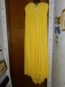 MY MICHELLE YELLOW STRAPLESS LONG DRESS W/RHINESTONES AND SEQUINS SIZE 9 - Picture 1 of 3