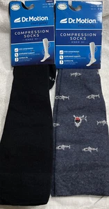 Dr. Motion Herren 2 Paar Knie-Hi Dk. DenimShark/schwarzer Schuh - Größe 10-13 - neu mit Etikett - Bild 1 von 5